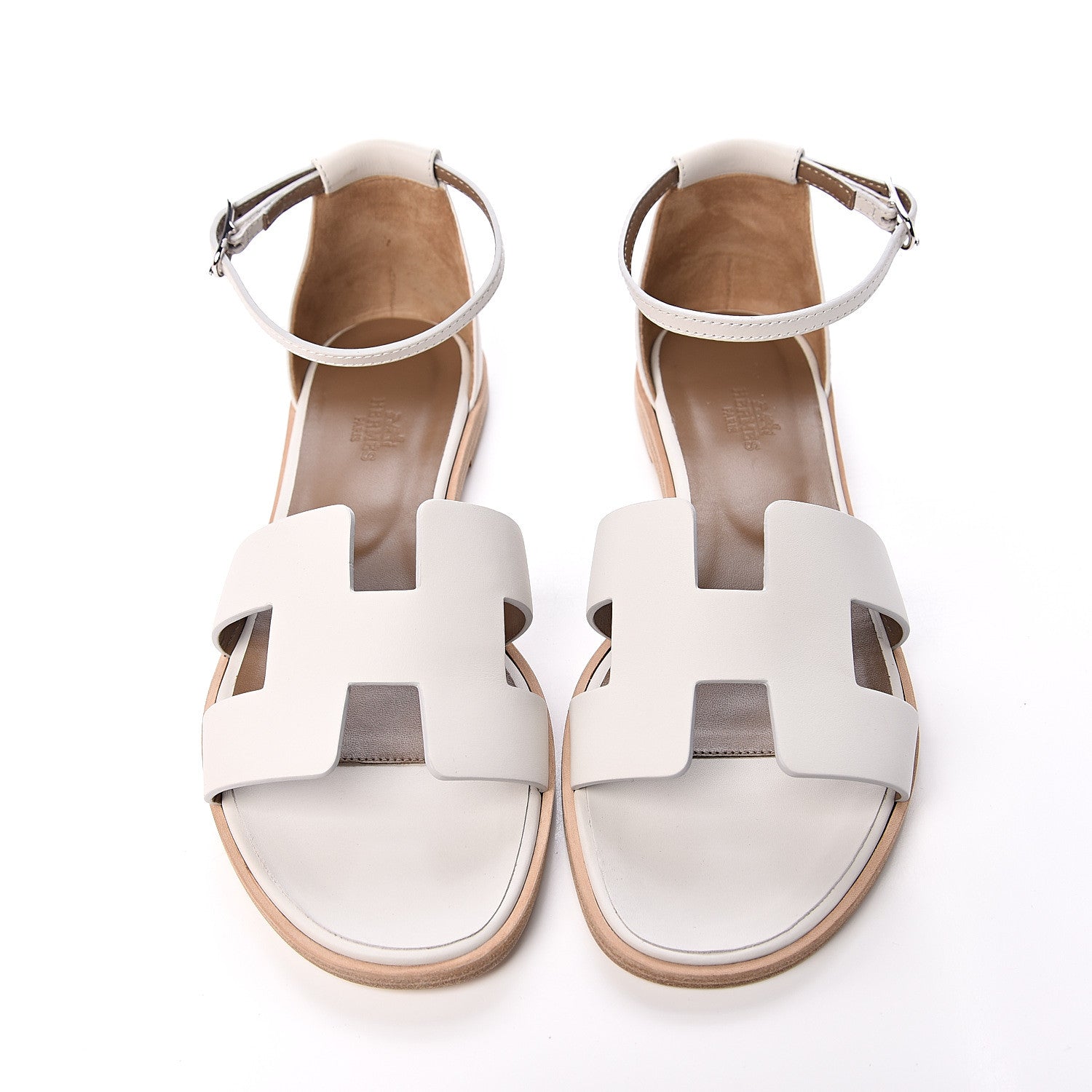 Hermes Calfskin Santorini Sandals 38 Blanc 10 of 11