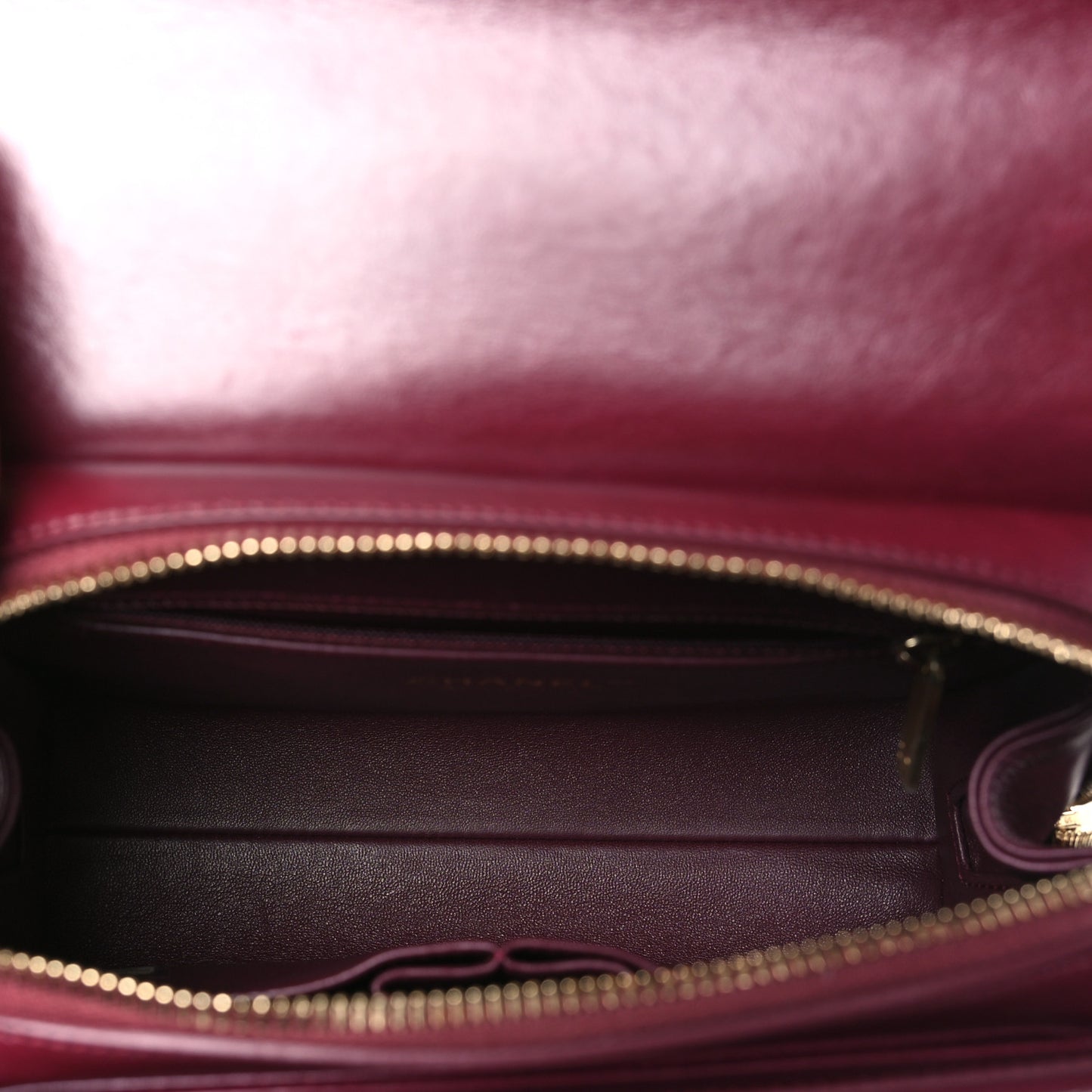 Calfskin Chevron Quilted Medal Flap Burgundy