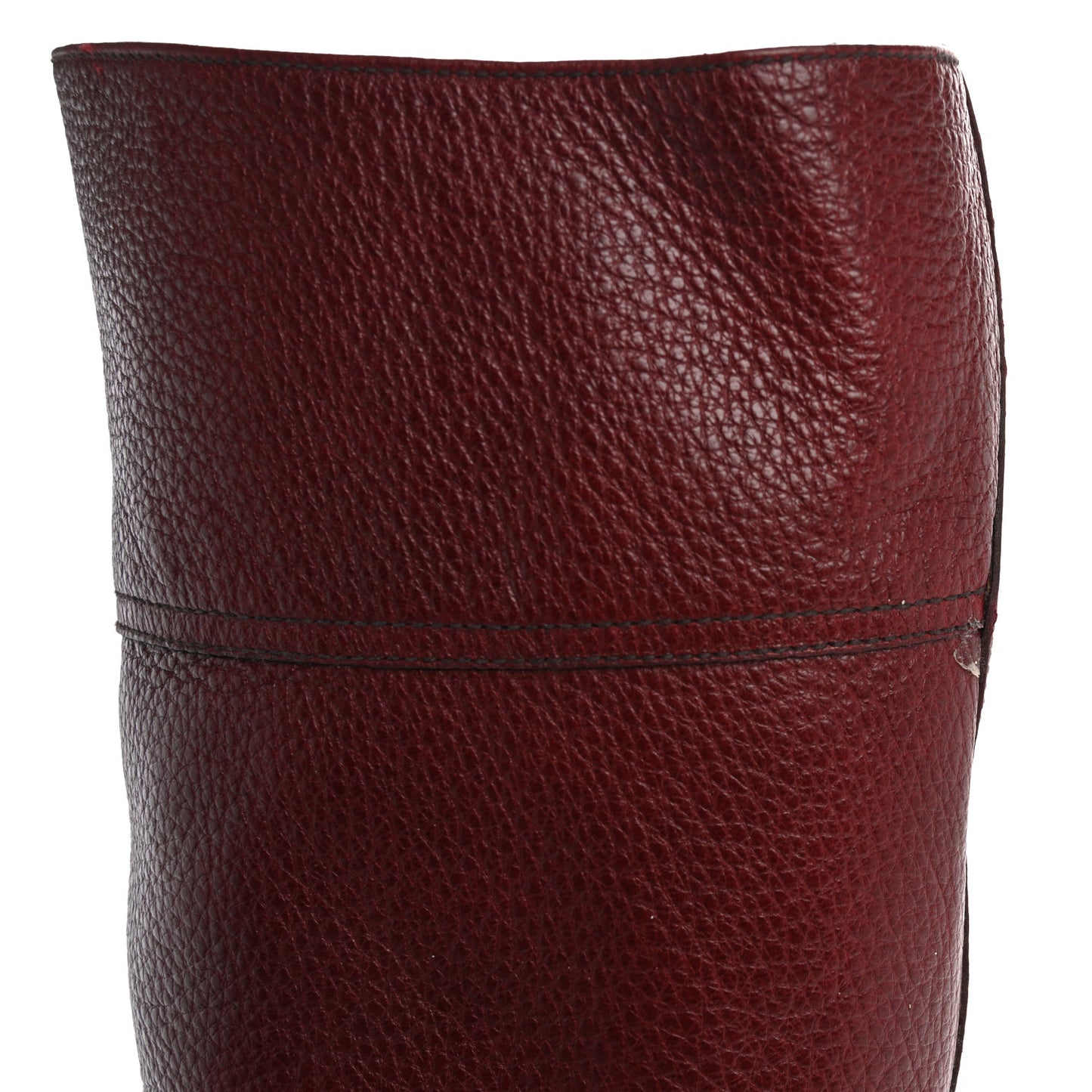 Calfskin Metal Logo Block Heel 65mm Knee Boots 39.5 Red