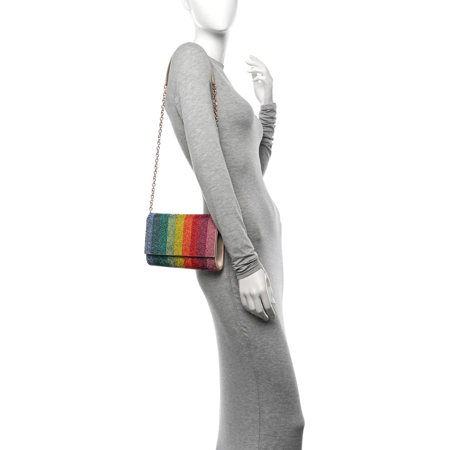 Judith Leiber Swarovski Crystal Fizzoni Rainbow Clutch Champagne Multicolor 2 of 11