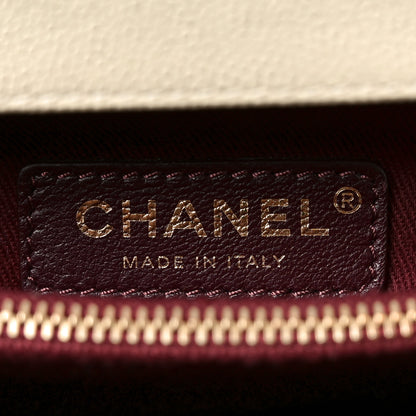 Chanel Caviar Chevron Quilted Medium Coco Handle Flap White 5 of 9