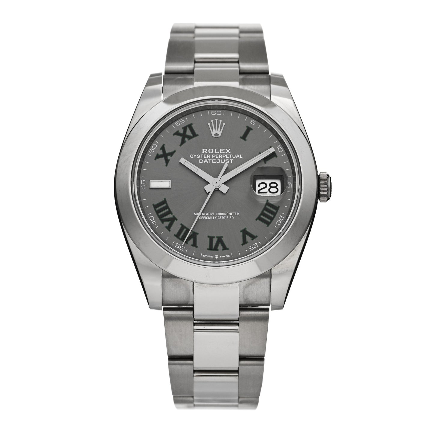Stainless Steel 41mm Oyster Perpetual Wimbledon Datejust Watch Slate 126300