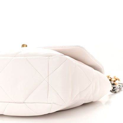 Chanel Lambskin Quilted Large Chanel 19 Flap White 10 of 10