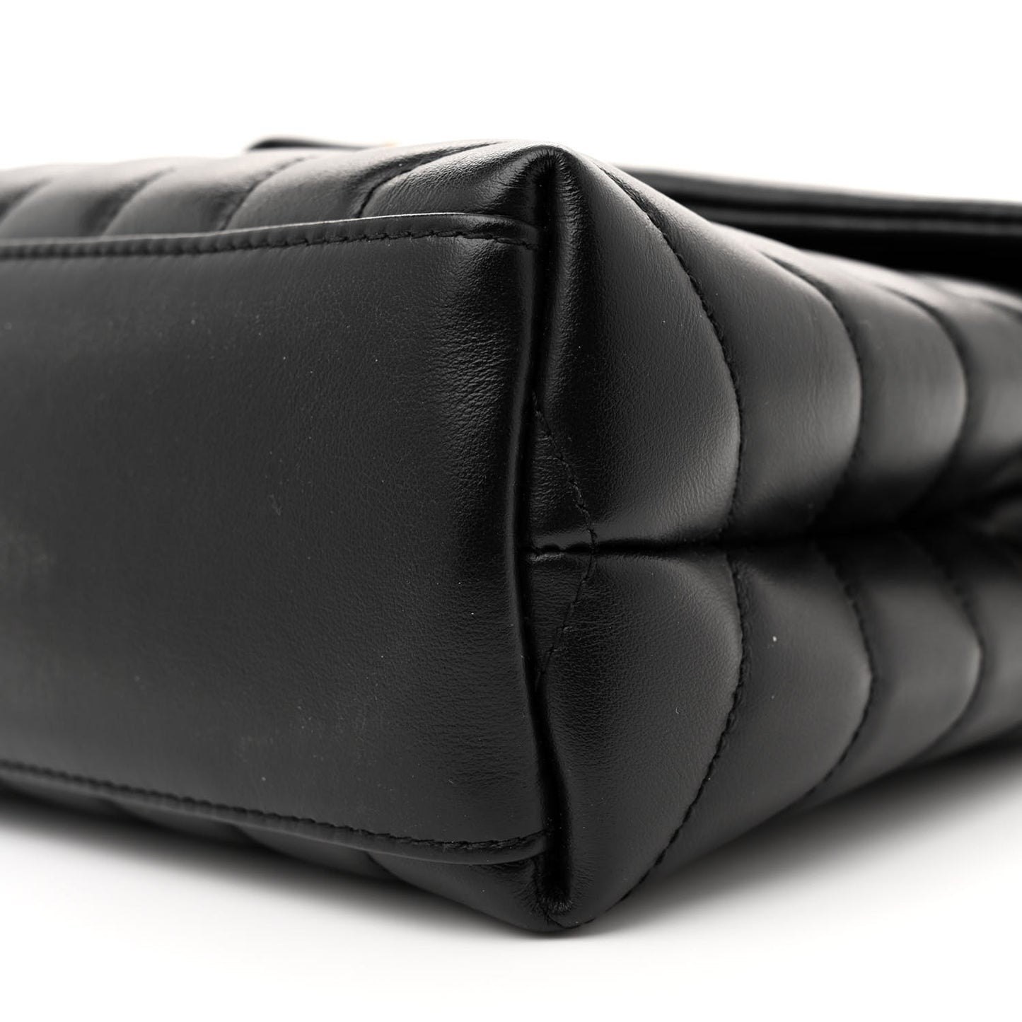 Calfskin Y Quilted Monogram Small Loulou Chain Satchel Black
