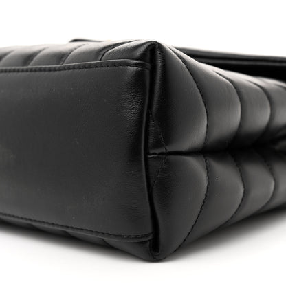 Saint Laurent Calfskin Y Quilted Monogram Small Loulou Chain Satchel Black 10 of 11