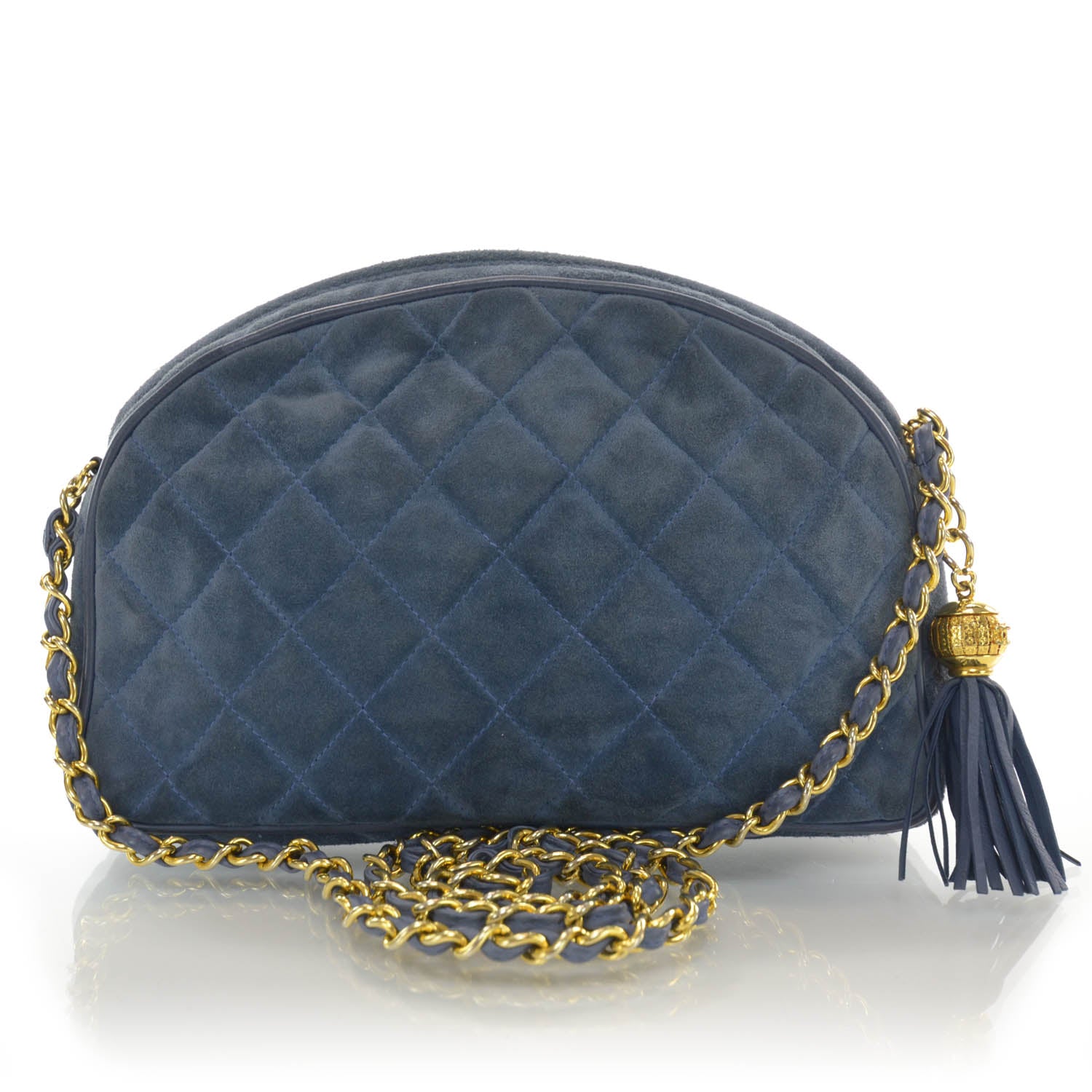 Chanel Suede Tassel Bag Blue 3 of 8