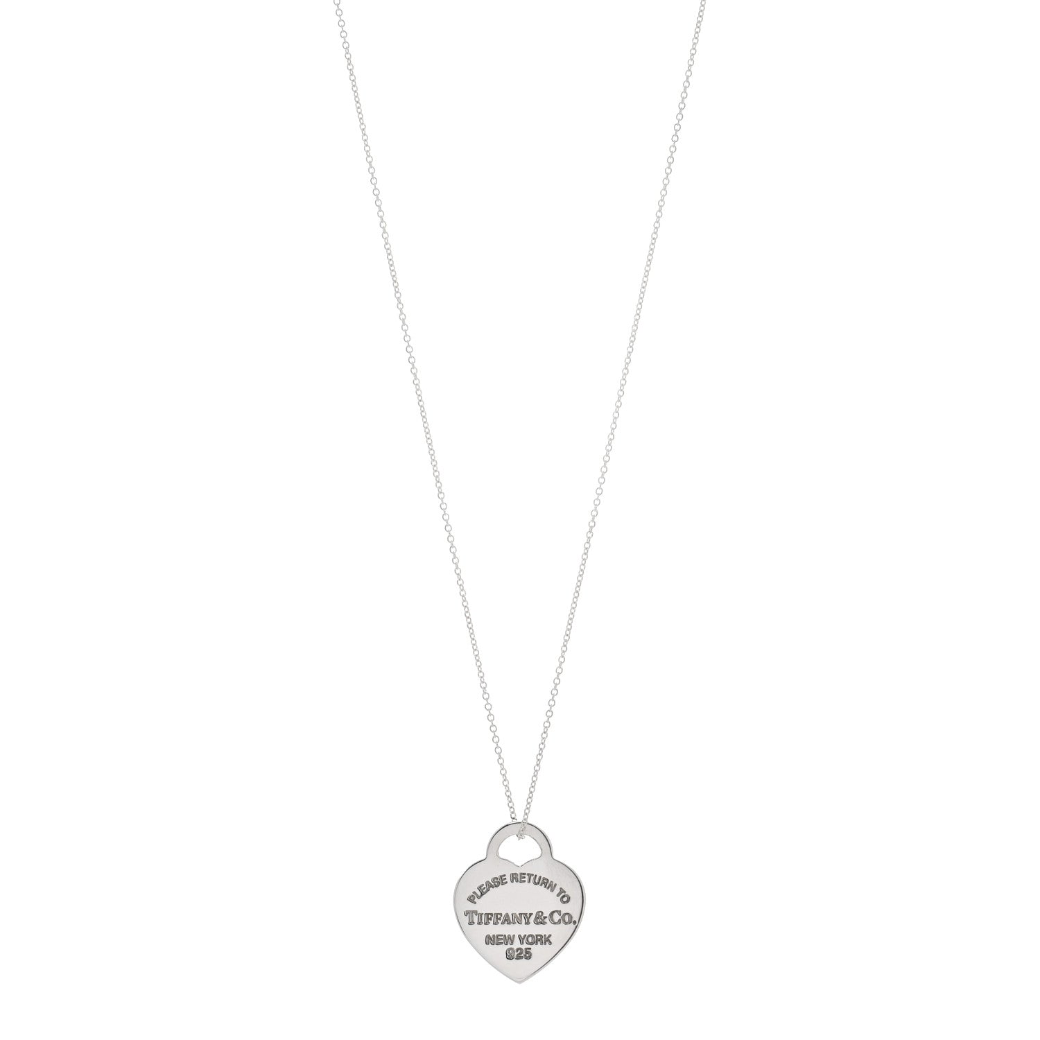 Tiffany Sterling Silver Enamel Medium Return to Tiffany Heart Pendant Necklace Blue 1 of 7