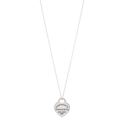 Tiffany Sterling Silver Enamel Medium Return to Tiffany Heart Pendant Necklace Blue 1 of 7