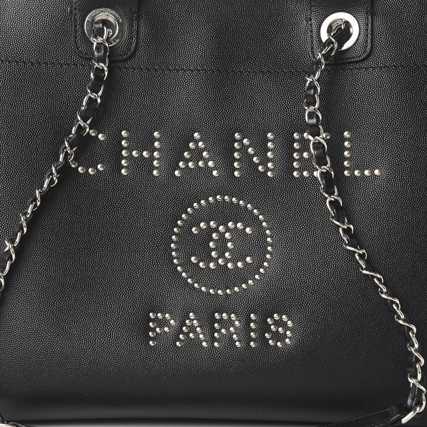 Caviar Large Studded Deauville Tote Black