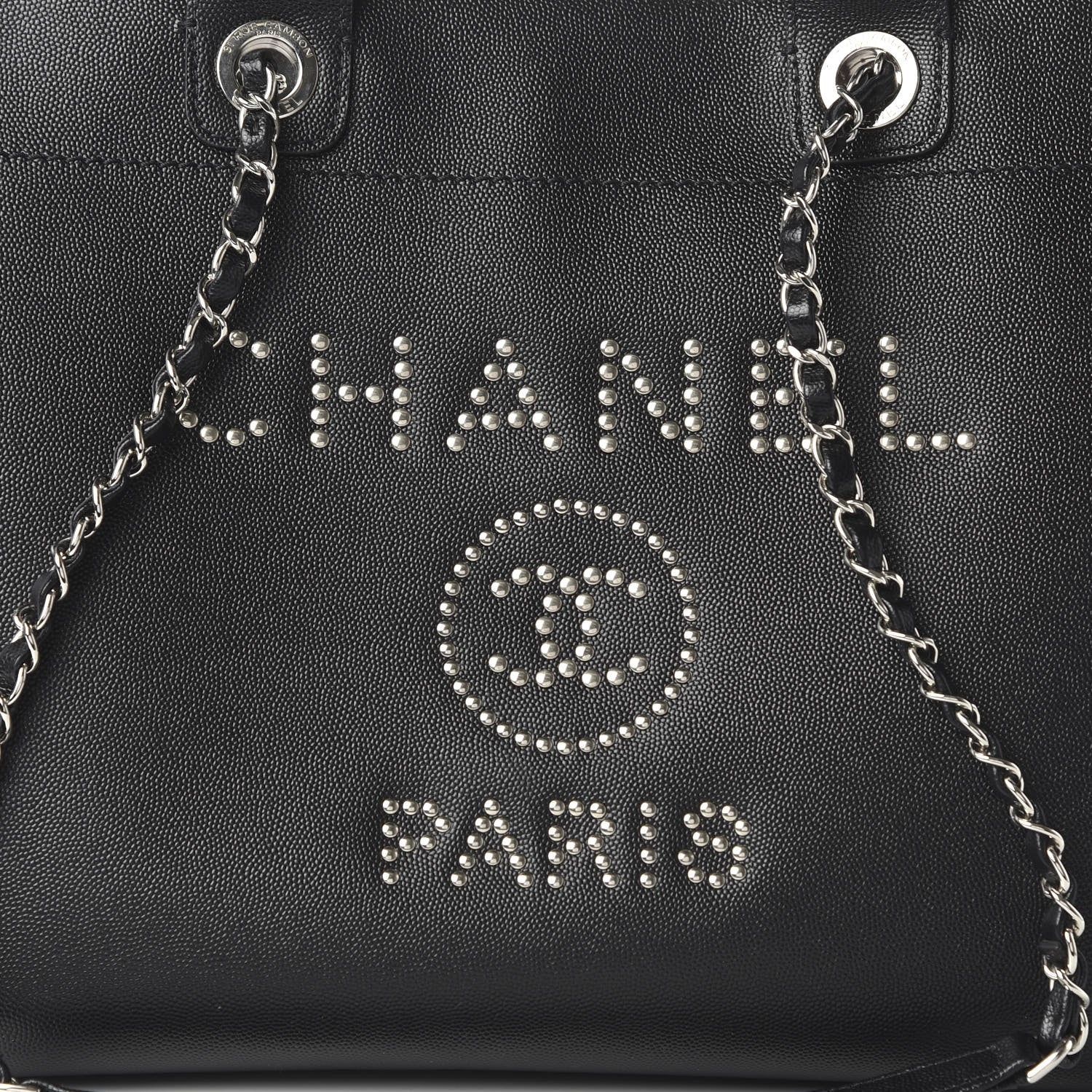 Chanel Caviar Large Studded Deauville Tote Black 9 of 9