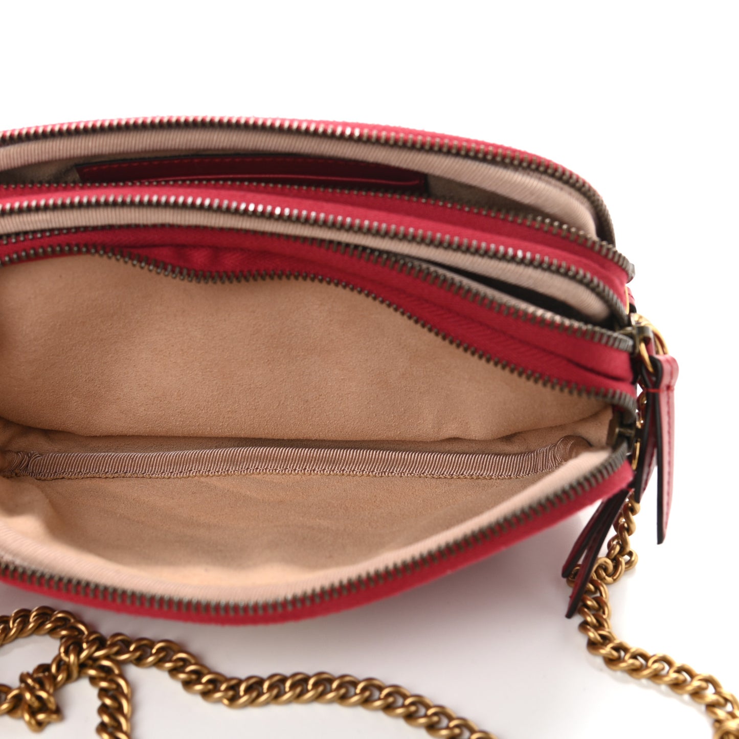 Calfskin Matelasse Mini GG Marmont Chain Crossbody Bag Hibiscus Red