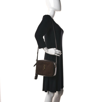 Saint Laurent Raffia Canvas Monogram Lou Camera Bag Dark Chocolate 3 of 9