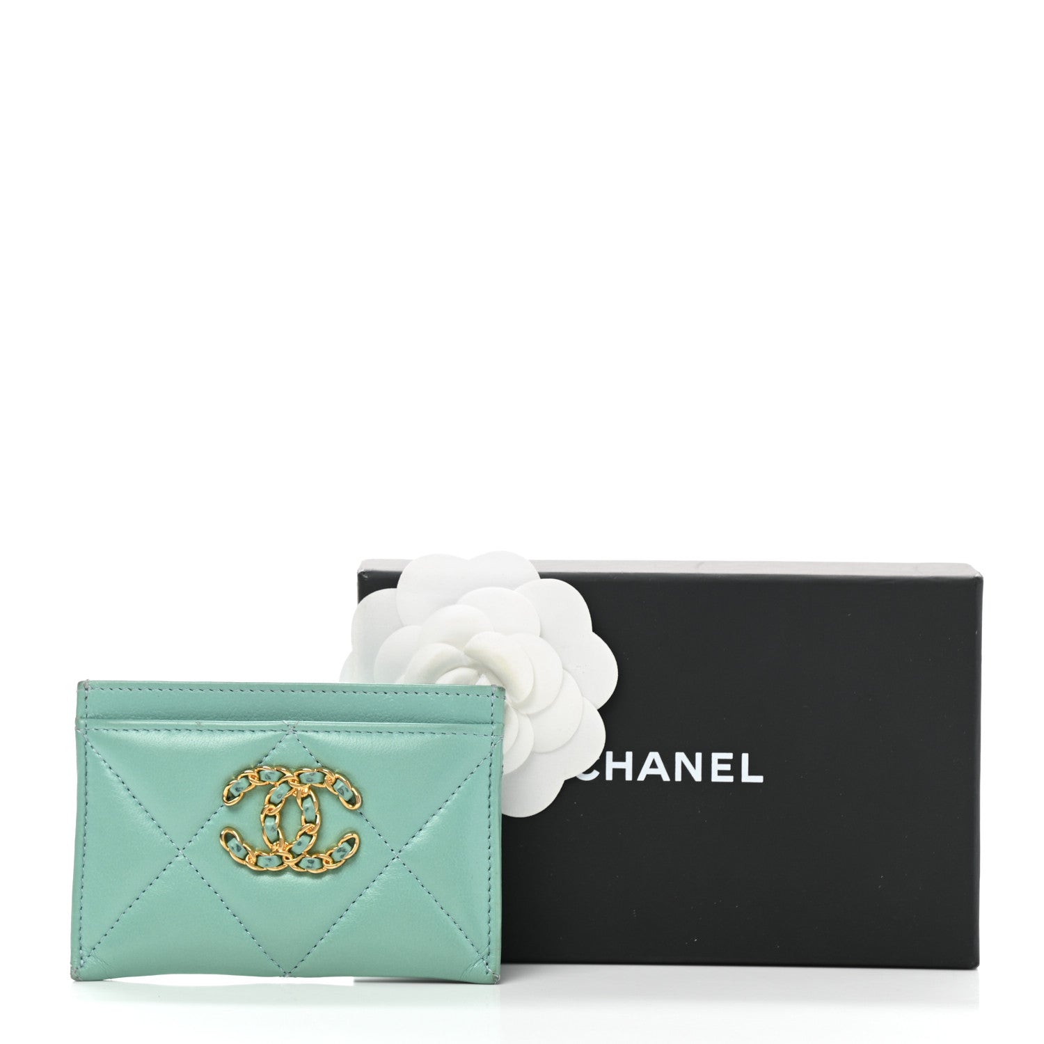 Chanel Lambskin Quilted Chanel 19 Card Holder Green 11 of 11