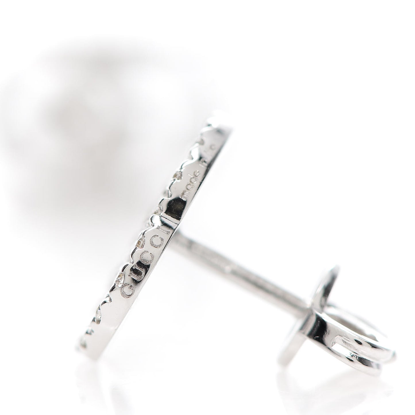 18K White Gold Diamond Running G Earrings