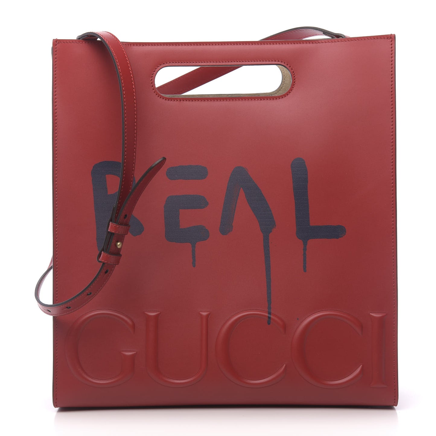 Calfskin GucciGhost Real Medium XL Tote Hibiscus Red