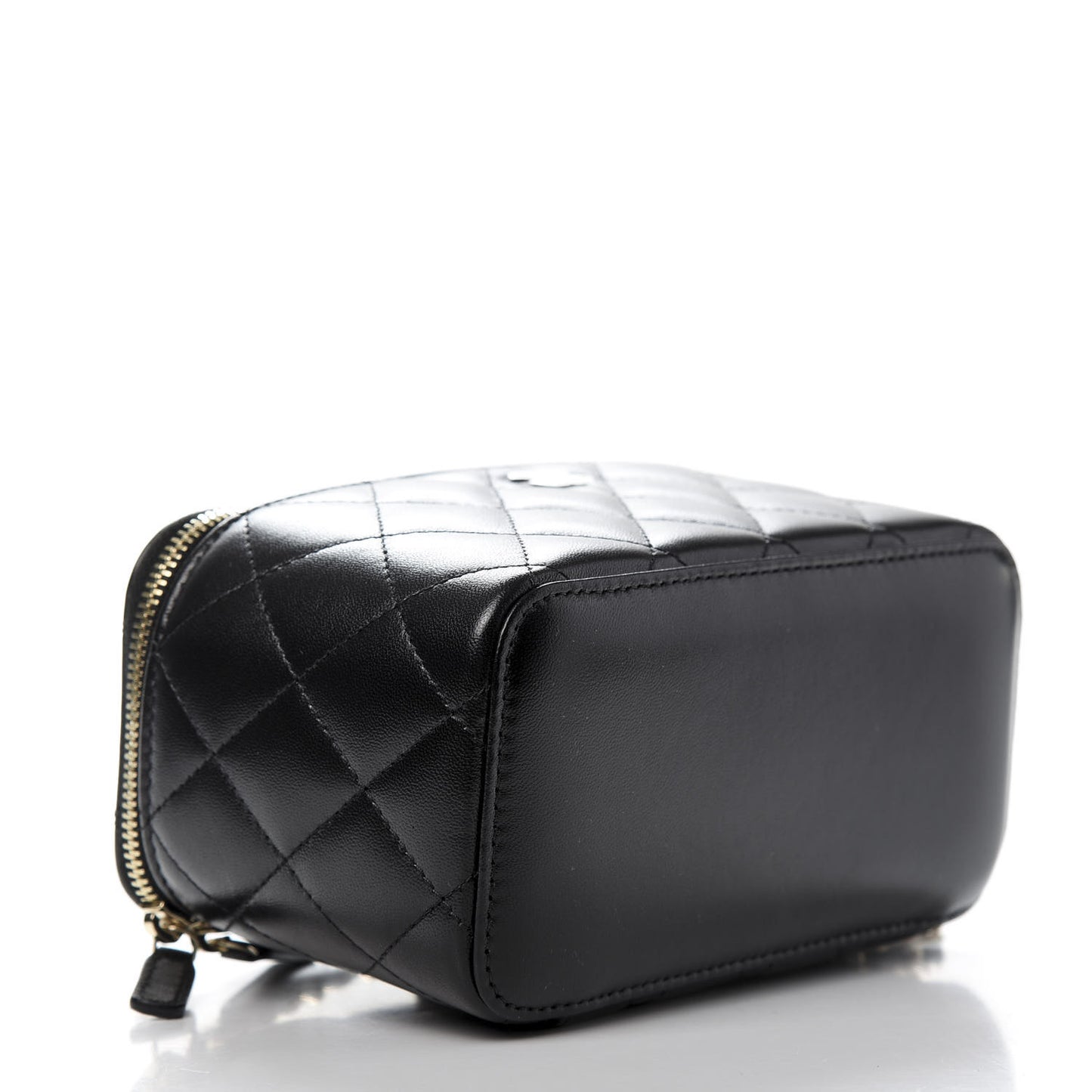 Lambskin Quilted Small Vanity Case With Chain Black