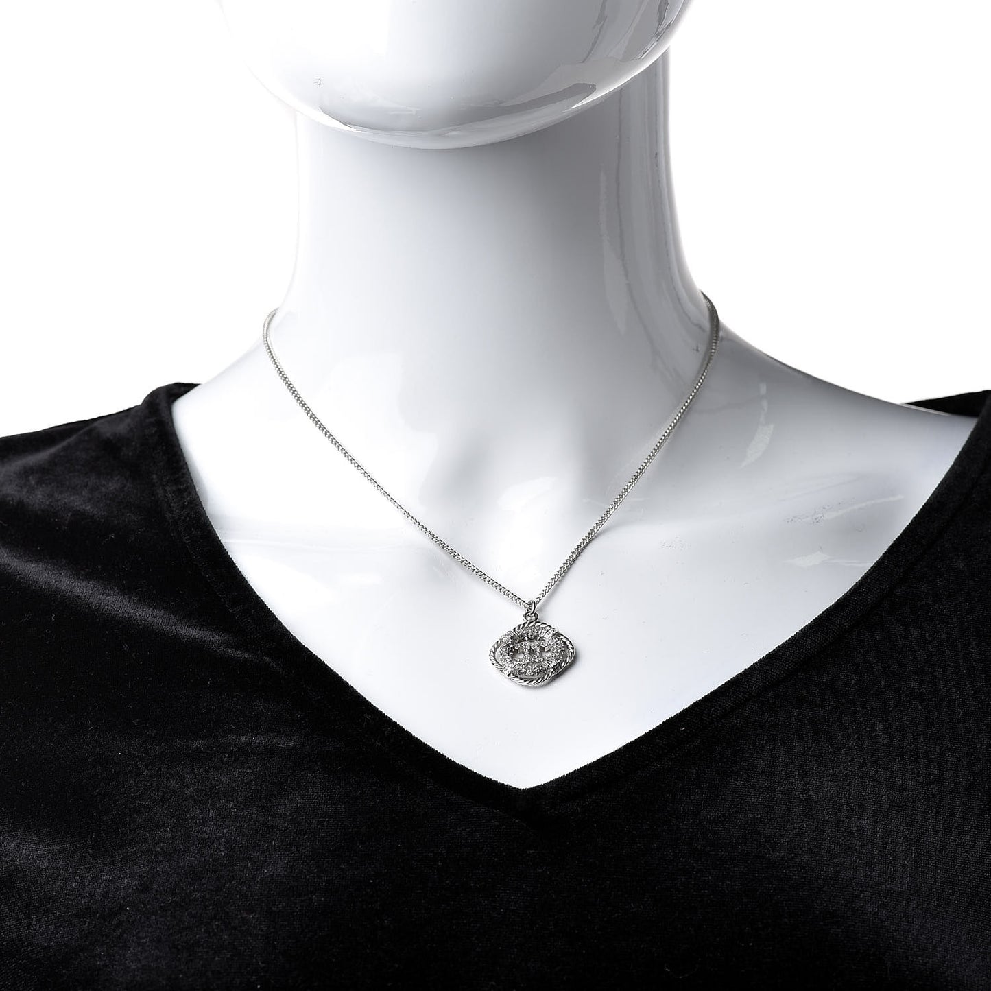 Crystal CC Life Float Necklace Silver