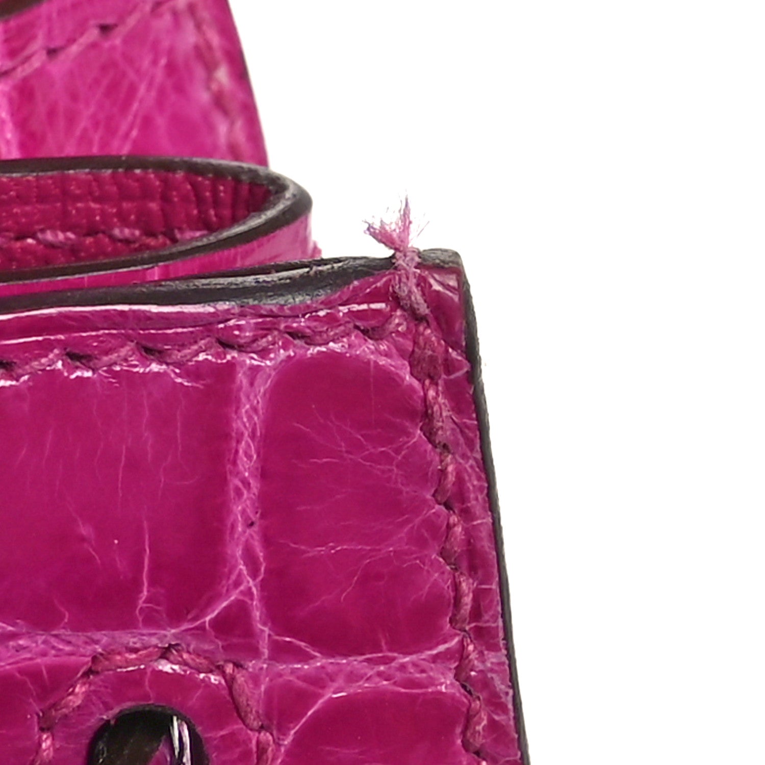 Hermes Shiny Niloticus Crocodile Kelly Sellier 25 Rose Pourpre 11 of 11