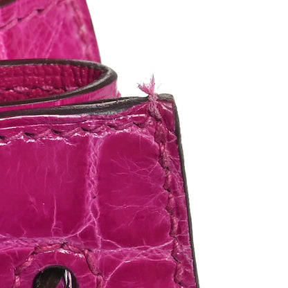 Hermes Shiny Niloticus Crocodile Kelly Sellier 25 Rose Pourpre 11 of 11