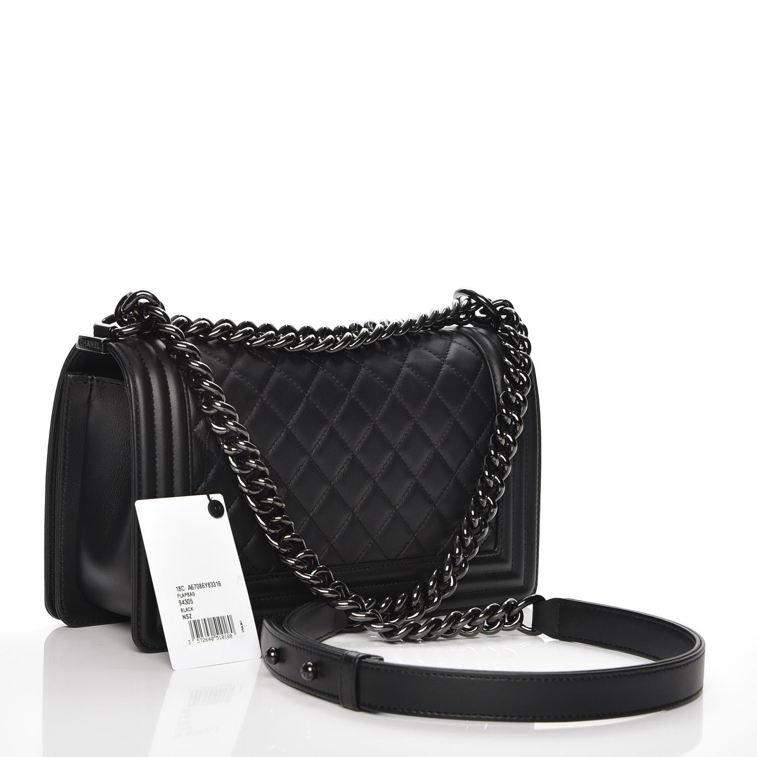Chanel Calfskin Quilted Medium Boy Flap So Black 3 of 8