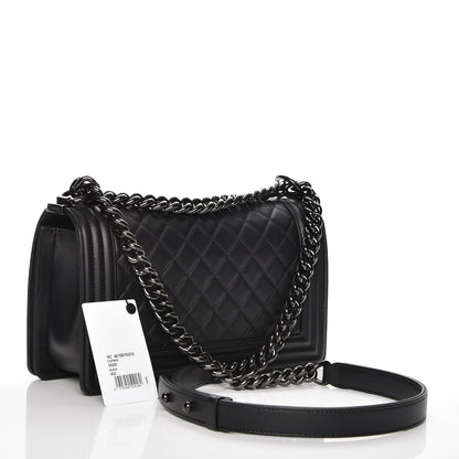 Chanel Calfskin Quilted Medium Boy Flap So Black 3 of 8