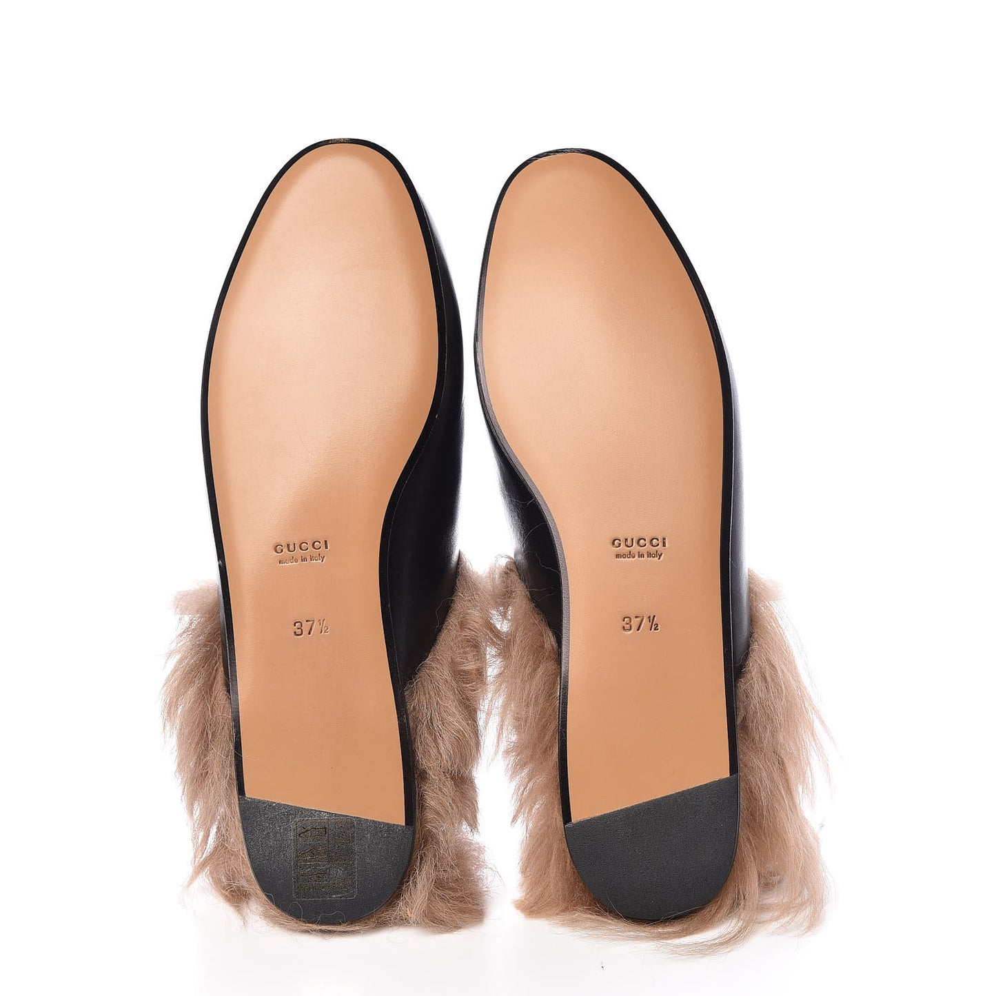 Calfskin Fur Womens Princetown Slippers 37.5 Black