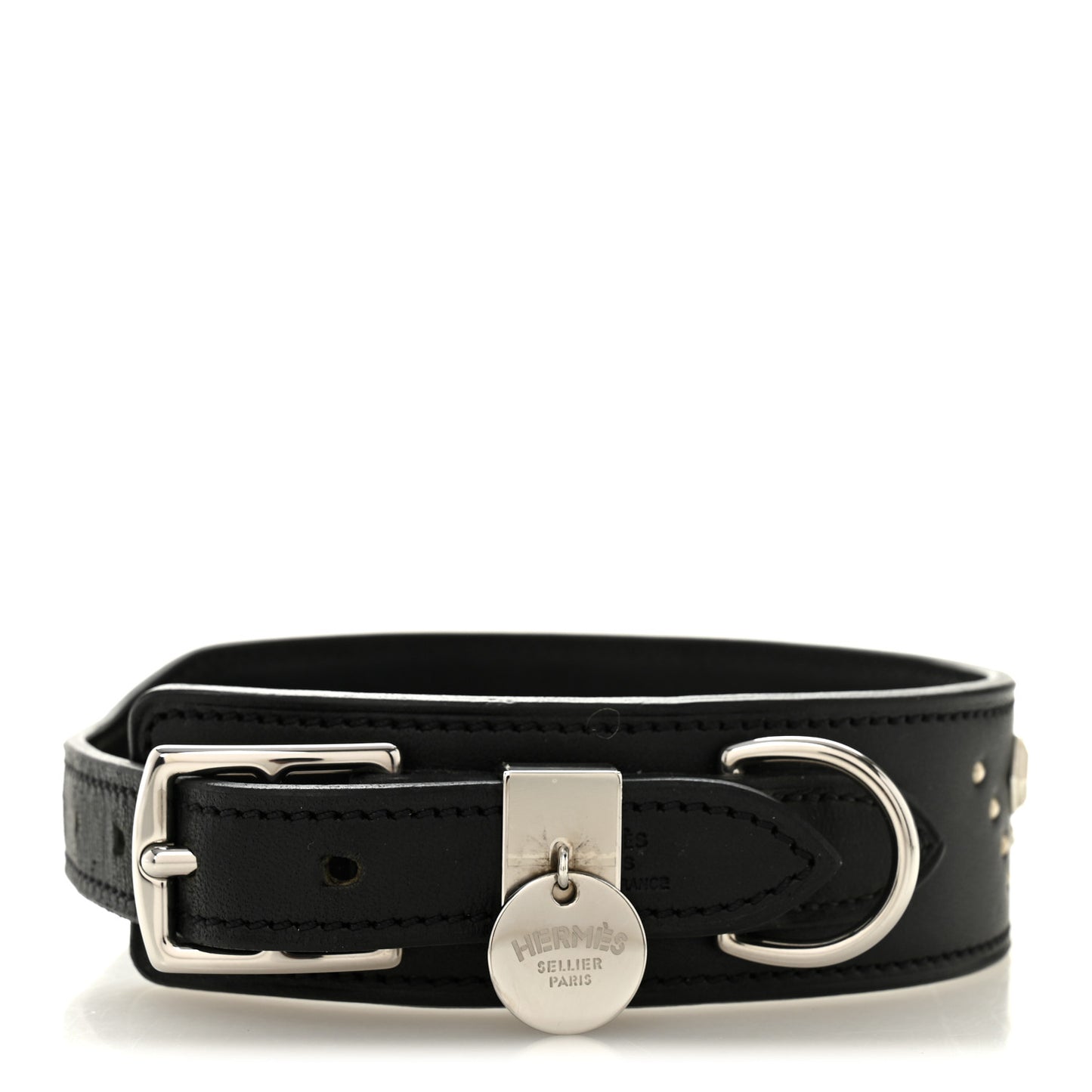 Natural Bridle Studded Punch Dog Collar M Black