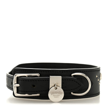Hermes Natural Bridle Studded Punch Dog Collar M Black 1 of 5