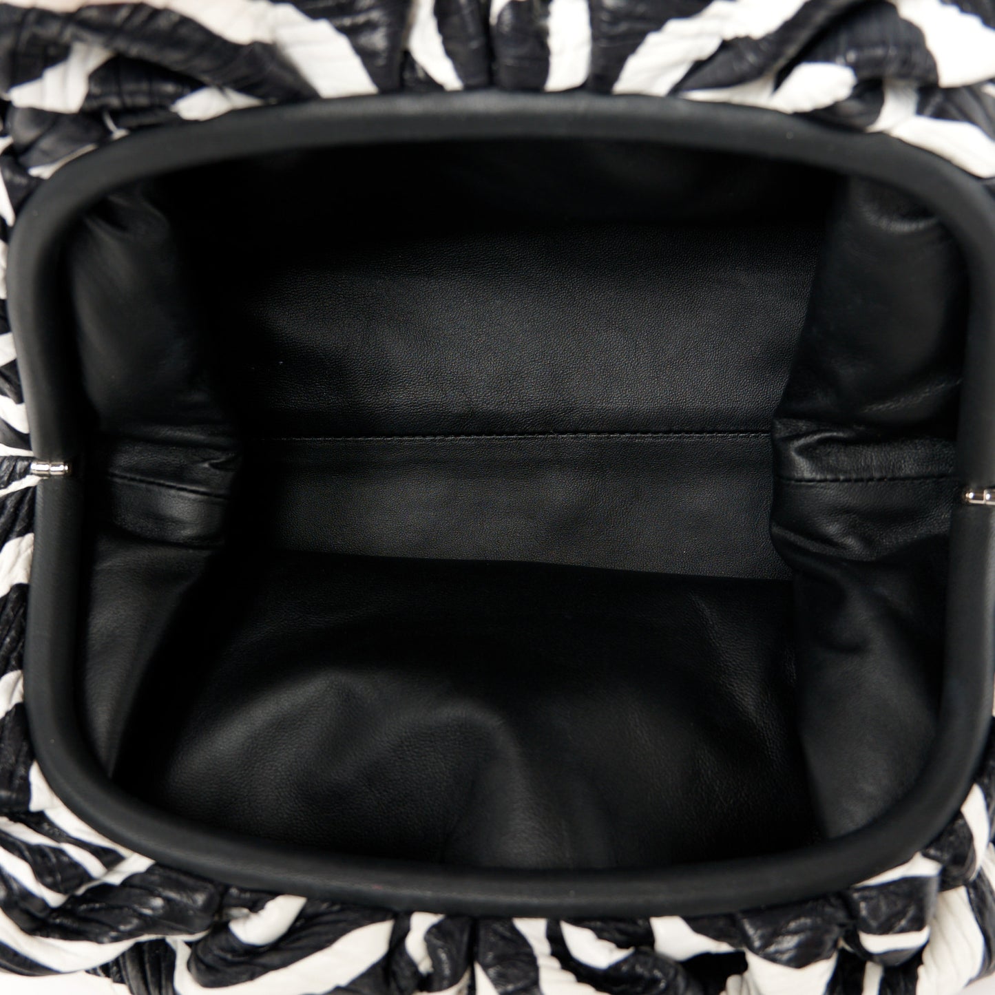Nappa Zebra Print The Pouch Oversized Clutch White Black