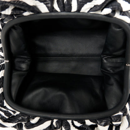 Bottega Veneta Nappa Zebra Print The Pouch Oversized Clutch White Black 5 of 11