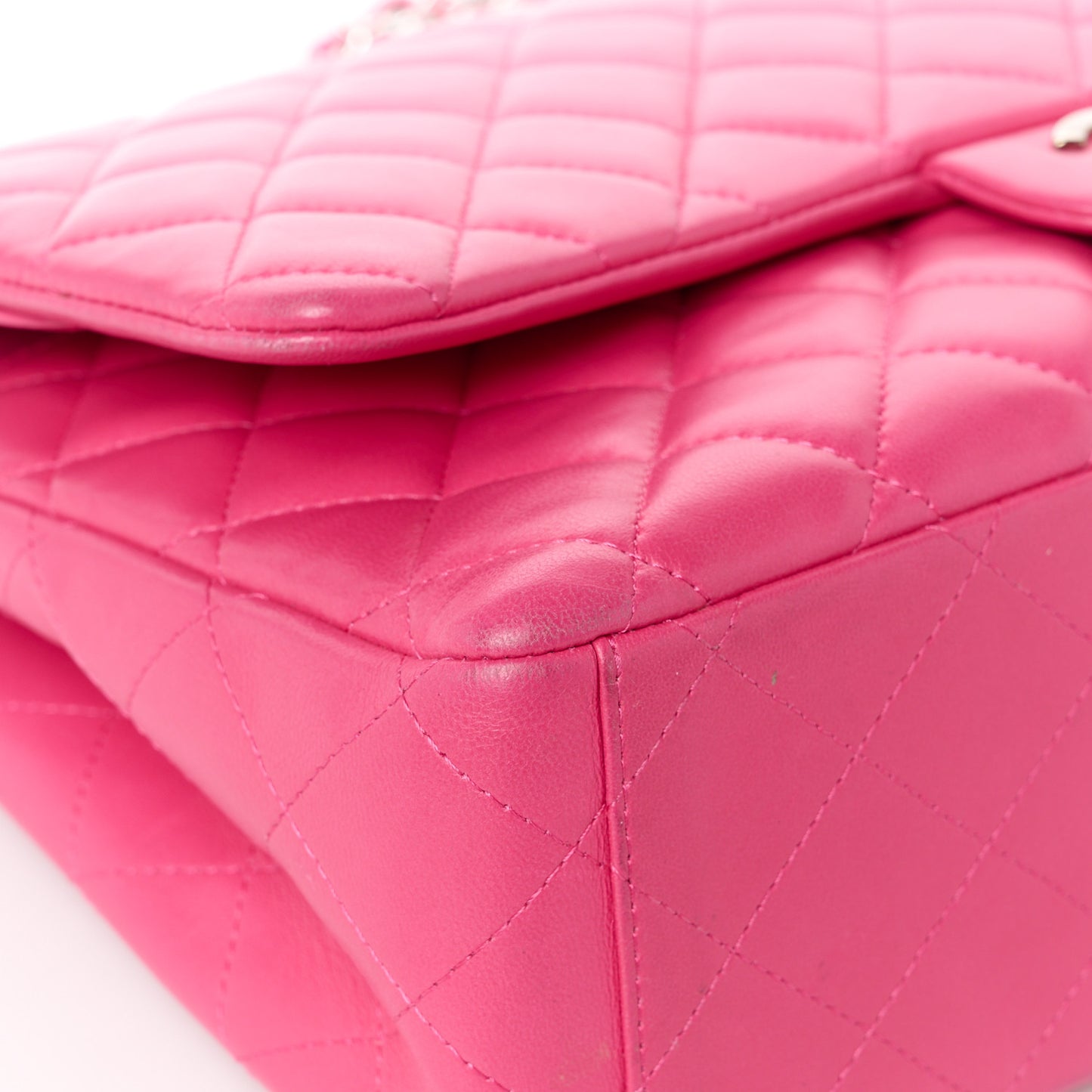 Lambskin Quilted Maxi Double Flap Fuchsia