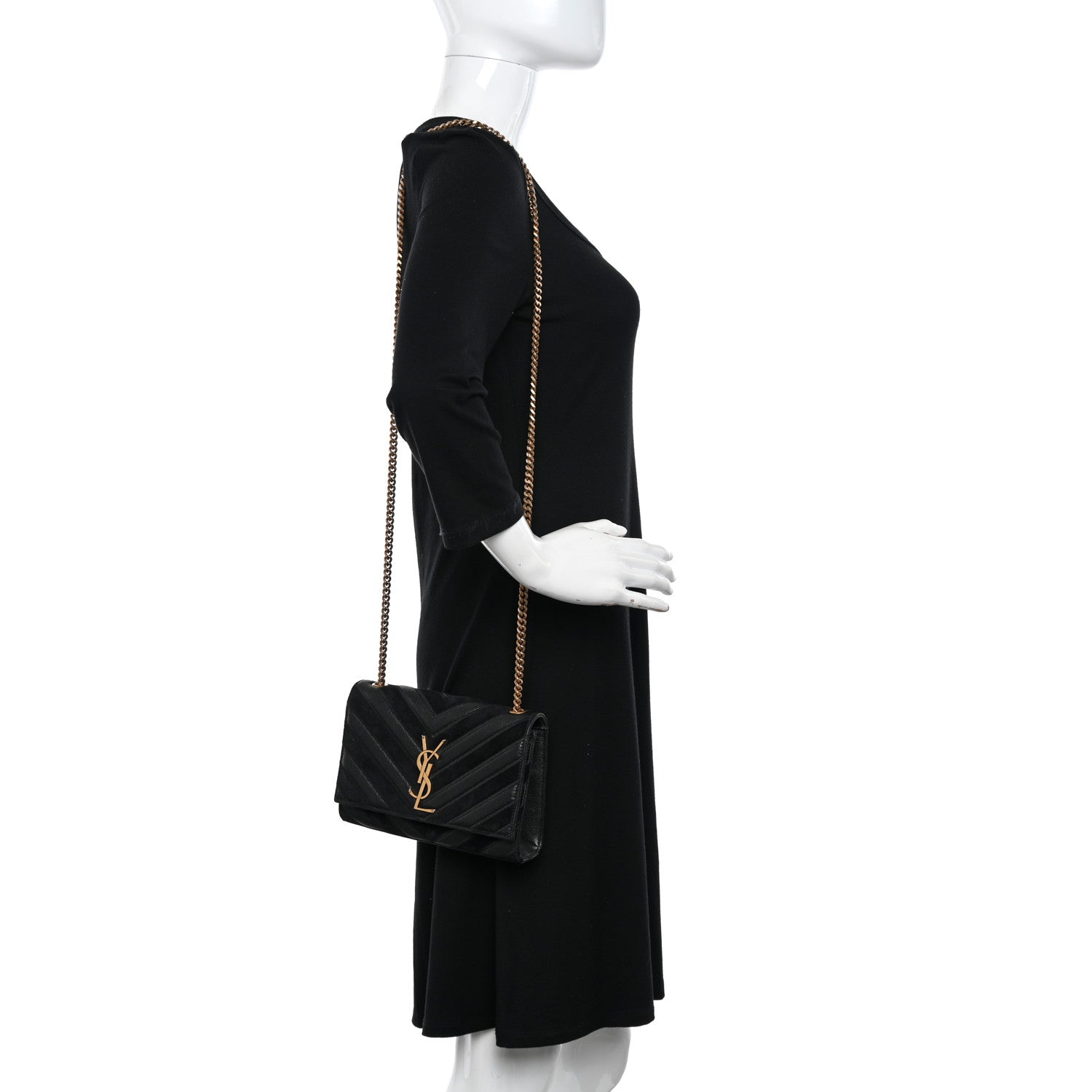 Saint Laurent Suede Calfskin Small Classic Y Quilted Monogram Kate Satchel Black 2 of 13