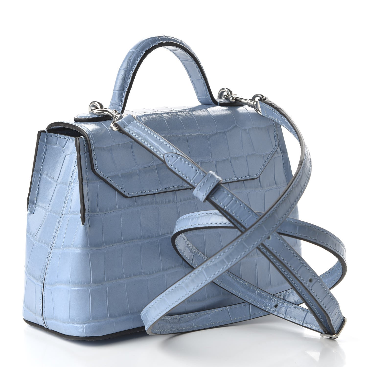 Mulberry Shiny Croc Calfskin Embossed Micro Seaton Pale Slate 5 of 10