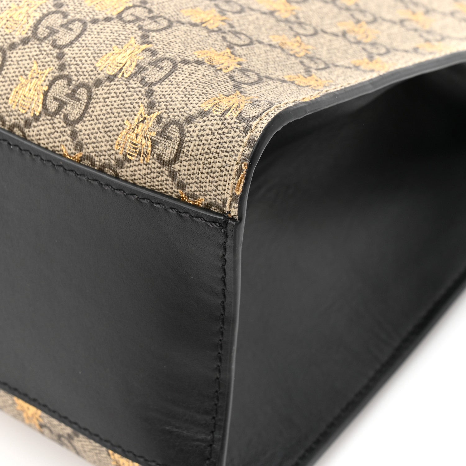 Gucci GG Supreme Monogram Bees Medium Padlock Tote Beige Oro Black 11 of 12