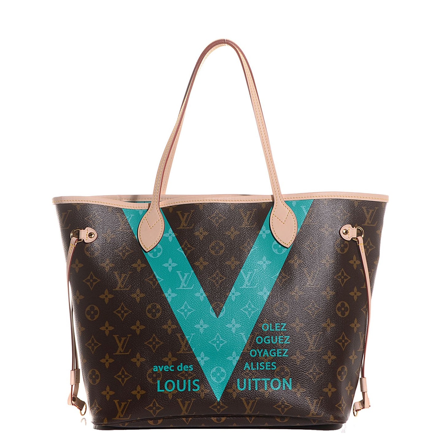 Monogram V Neverfull MM Turquoise