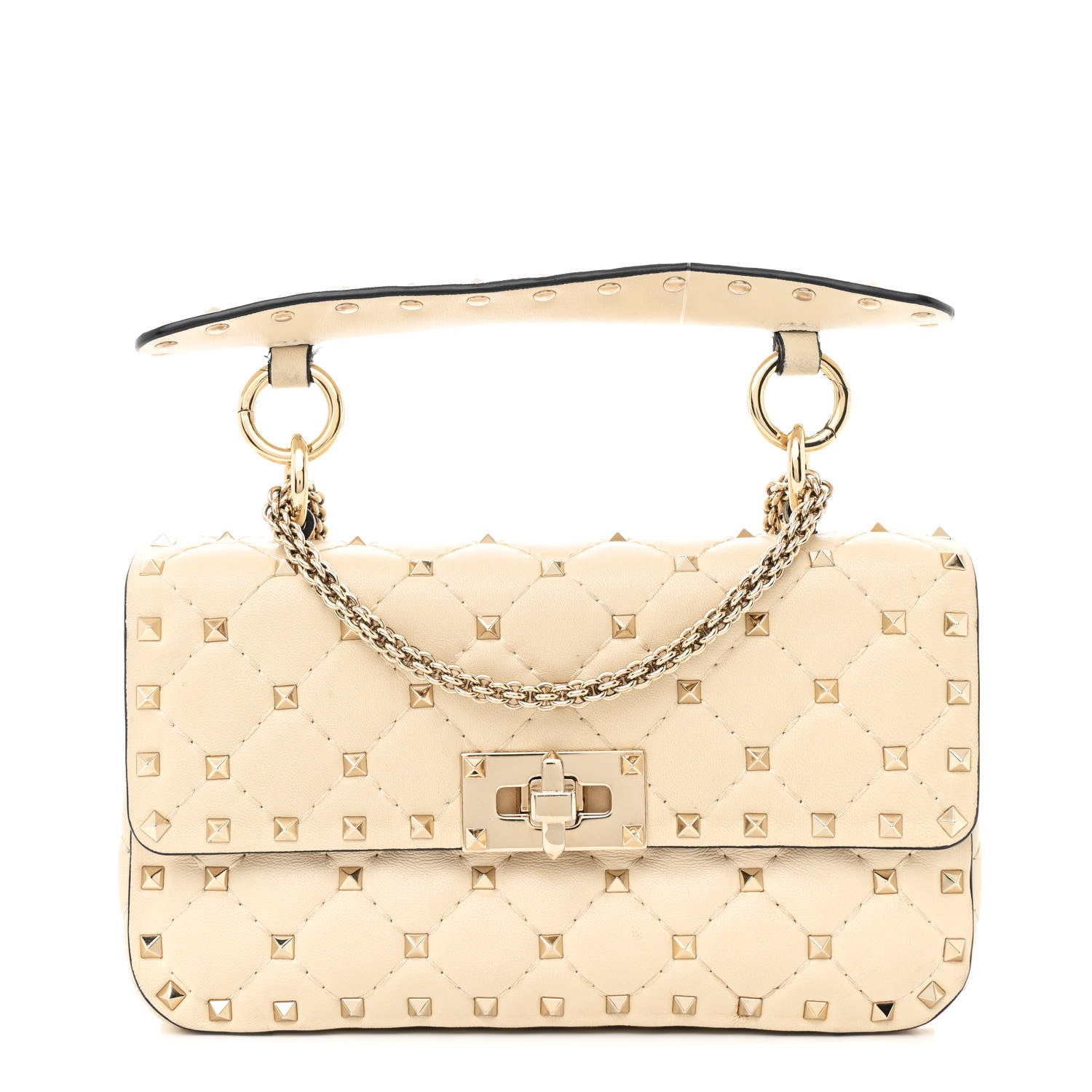 Valentino Garavani Nappa Small Rockstud Spike Shoulder Bag Light Ivory 1 of 12