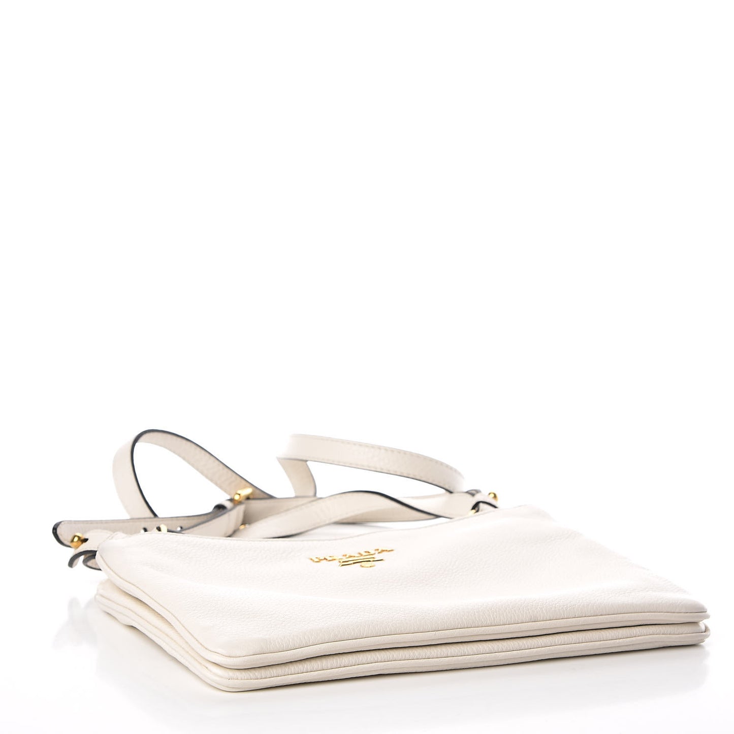 Vitello Phenix Double Zip Crossbody Bag Bianco