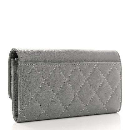 Chanel Grained Calfskin Quilted CC Box Flap Wallet Grey 3 of 9