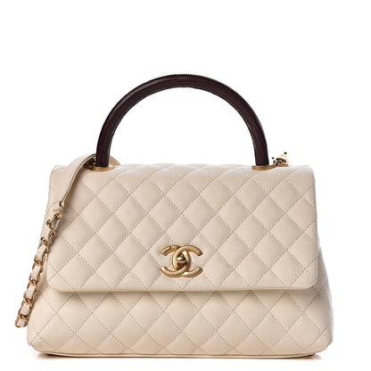 Chanel Caviar Lizard Quilted Small Coco Handle Flap Ivory 1 of 11
