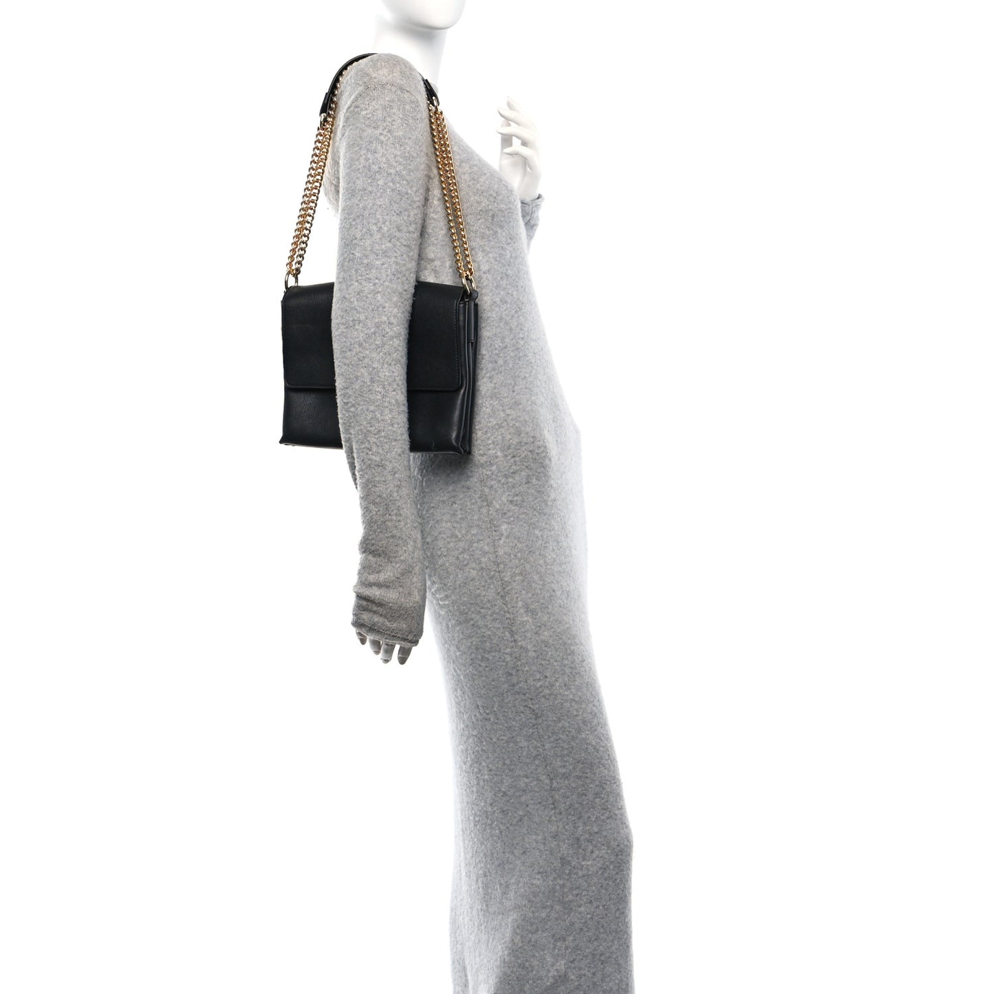 Calfskin Small Twin Skull Chain Crossbody Black