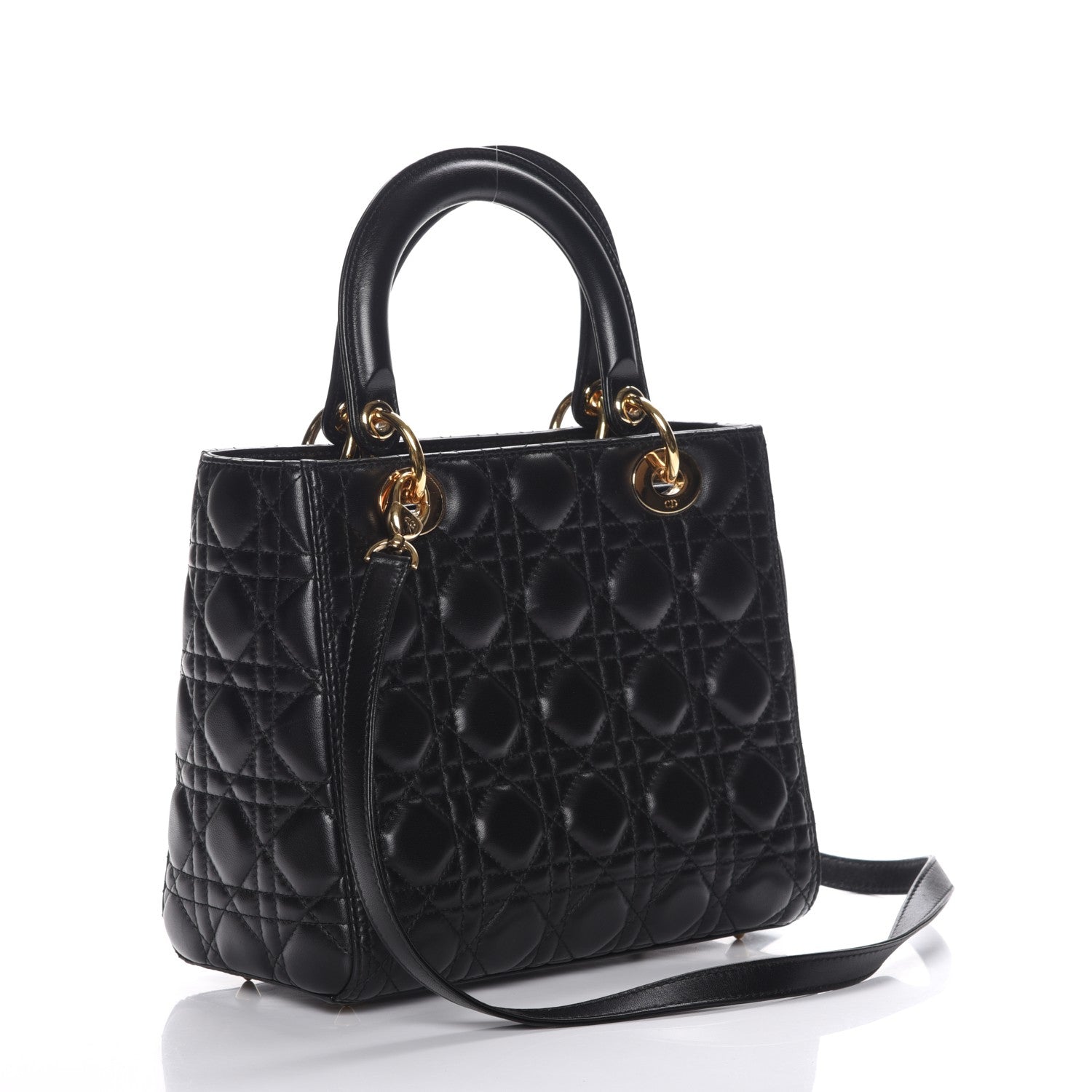 Christian Dior Lambskin Cannage Medium Lady Dior Black 4 of 8