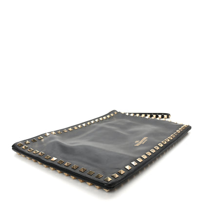 Valentino Garavani Vitello Large Rockstud Zip Wristlet Pouch Black 4 of 6