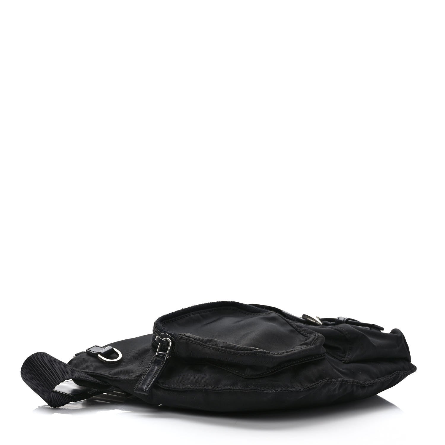 Prada Tessuto Nylon Soft Calfskin Sling Belt Bag Black 3 of 7