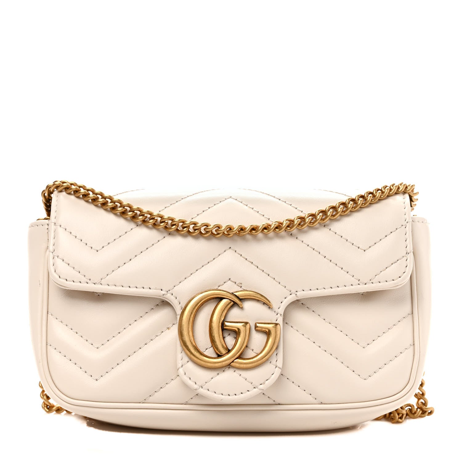 Gucci Calfskin Matelasse Super Mini GG Marmont Shoulder Bag White 1 of 10