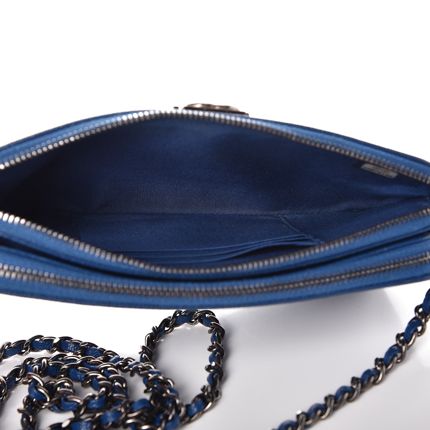 Chanel Caviar Quilted Small Boy Clutch With Chain Blue 6 of 16