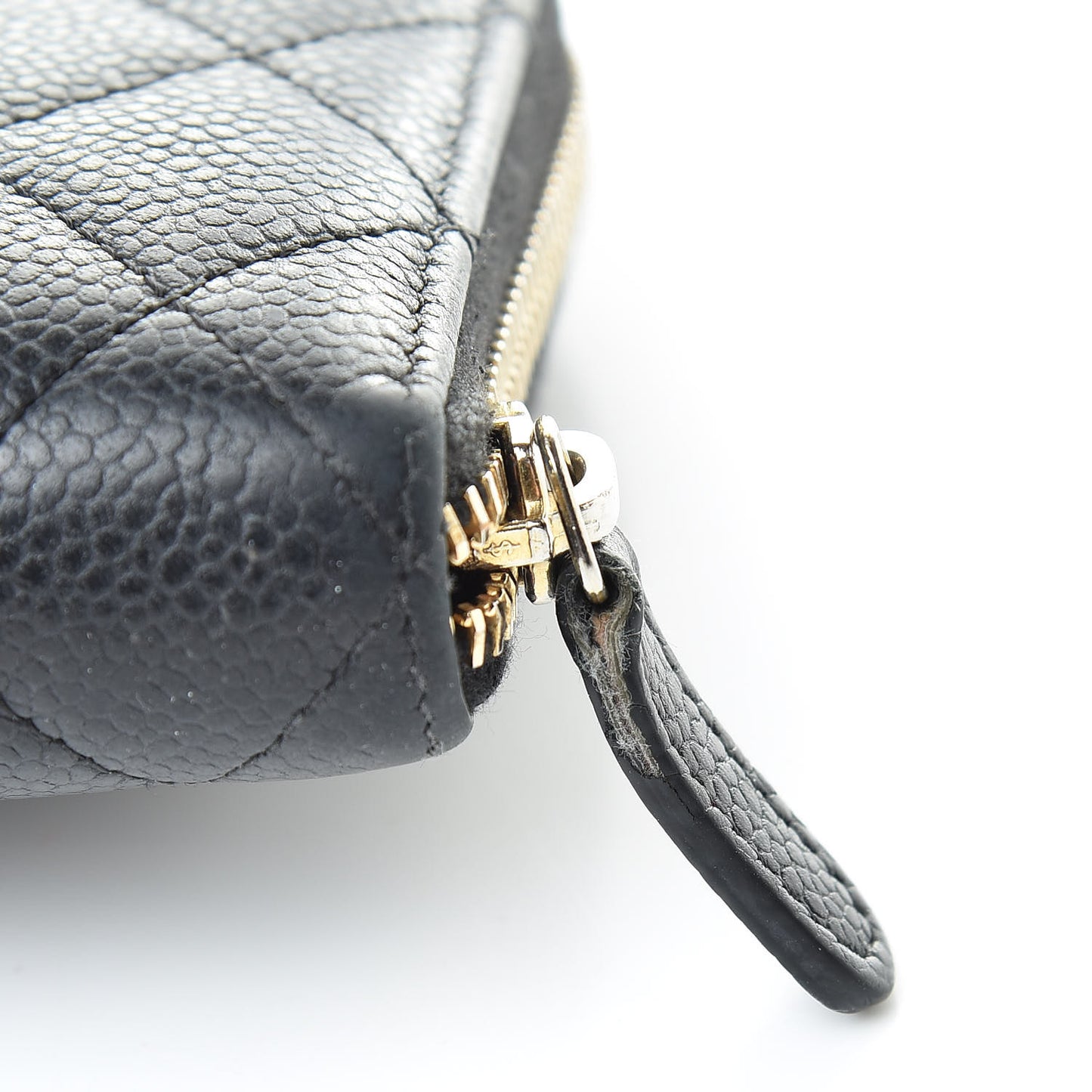 Caviar Quilted Large Gusset Zip Around Wallet Black
