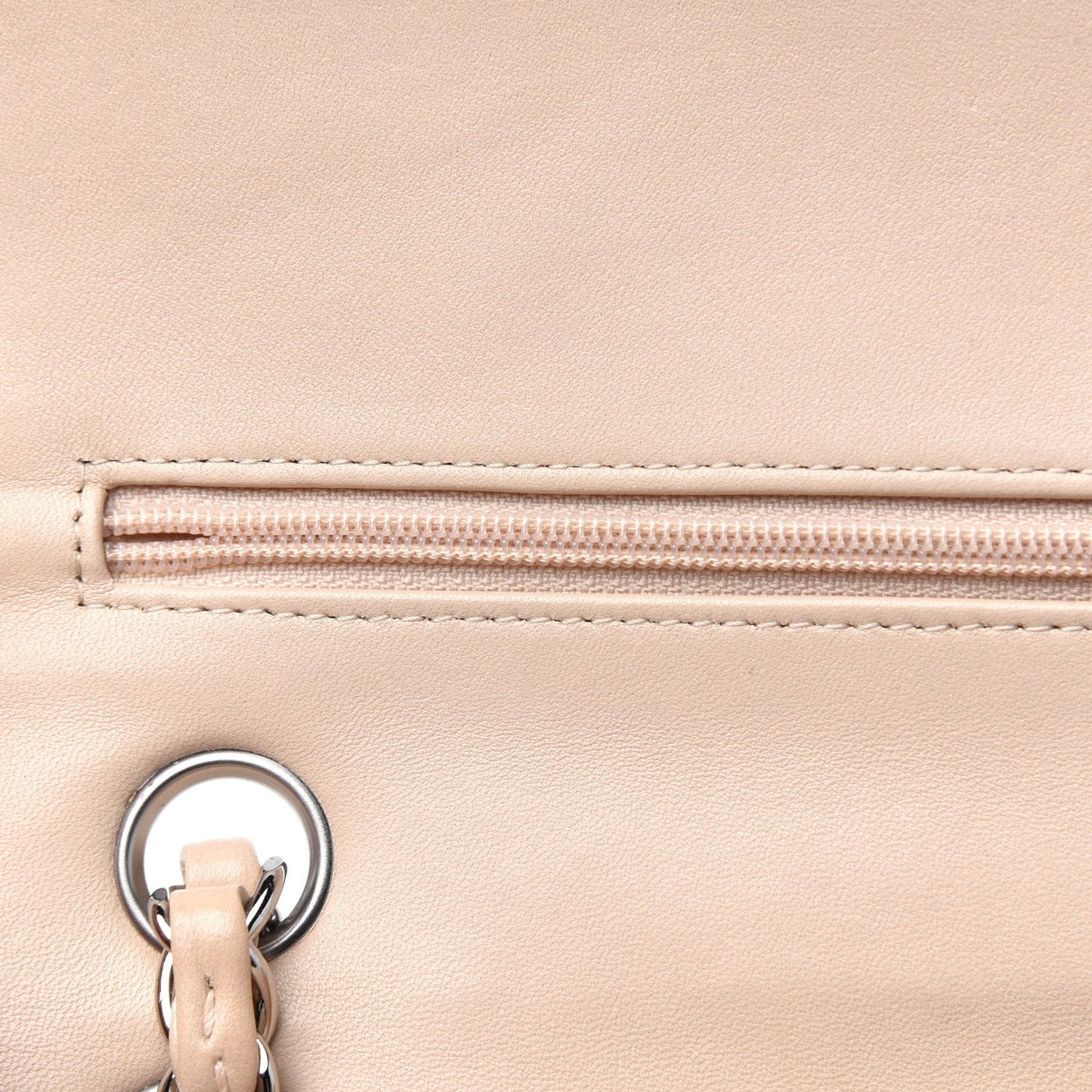 Lambskin Quilted Medium Double Flap Beige