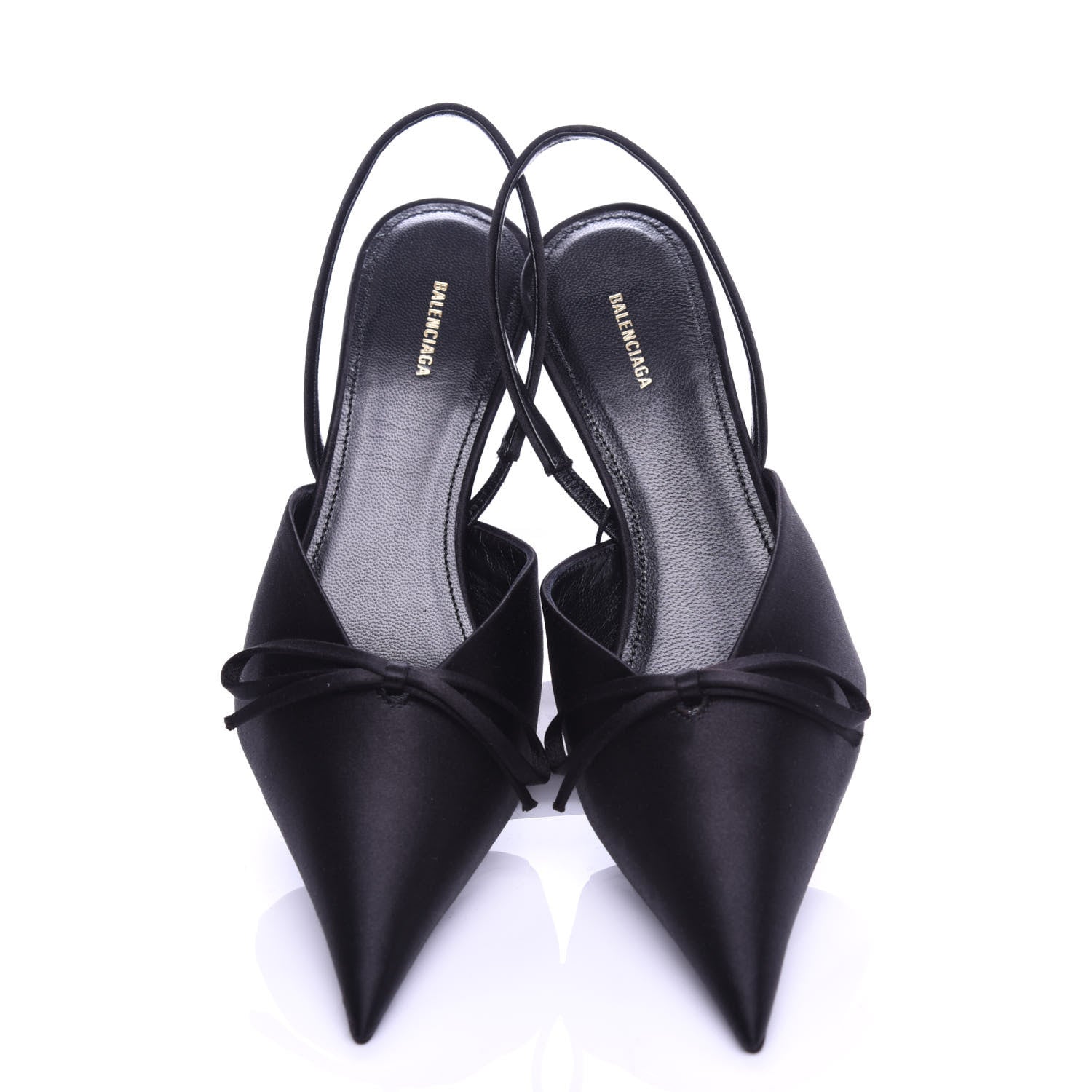 Balenciaga Satin Pointed Toe Knife Slingback Mules 35 Black 5 of 10