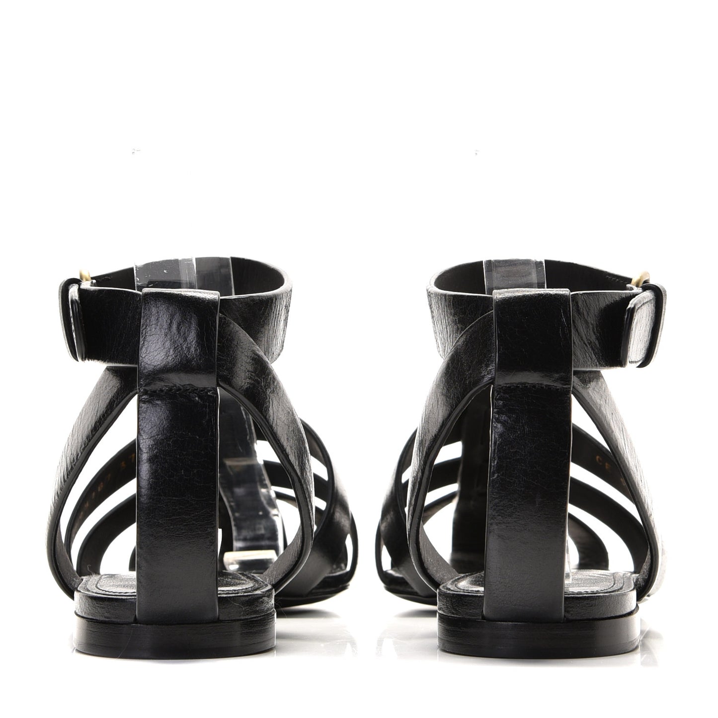 Calfskin Oak Flat Sandals 37 Black
