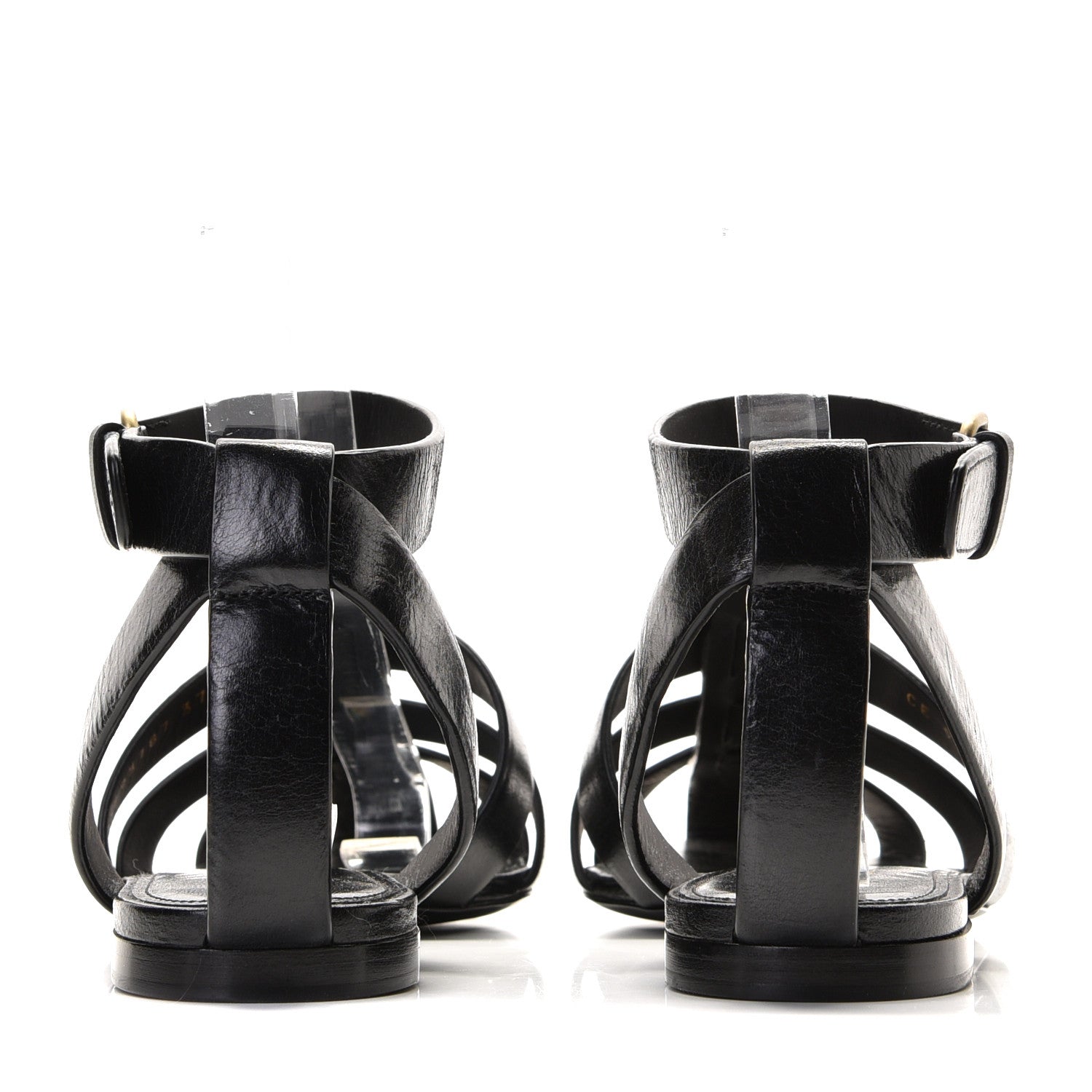 Saint Laurent Calfskin Oak Flat Sandals 37 Black 5 of 8
